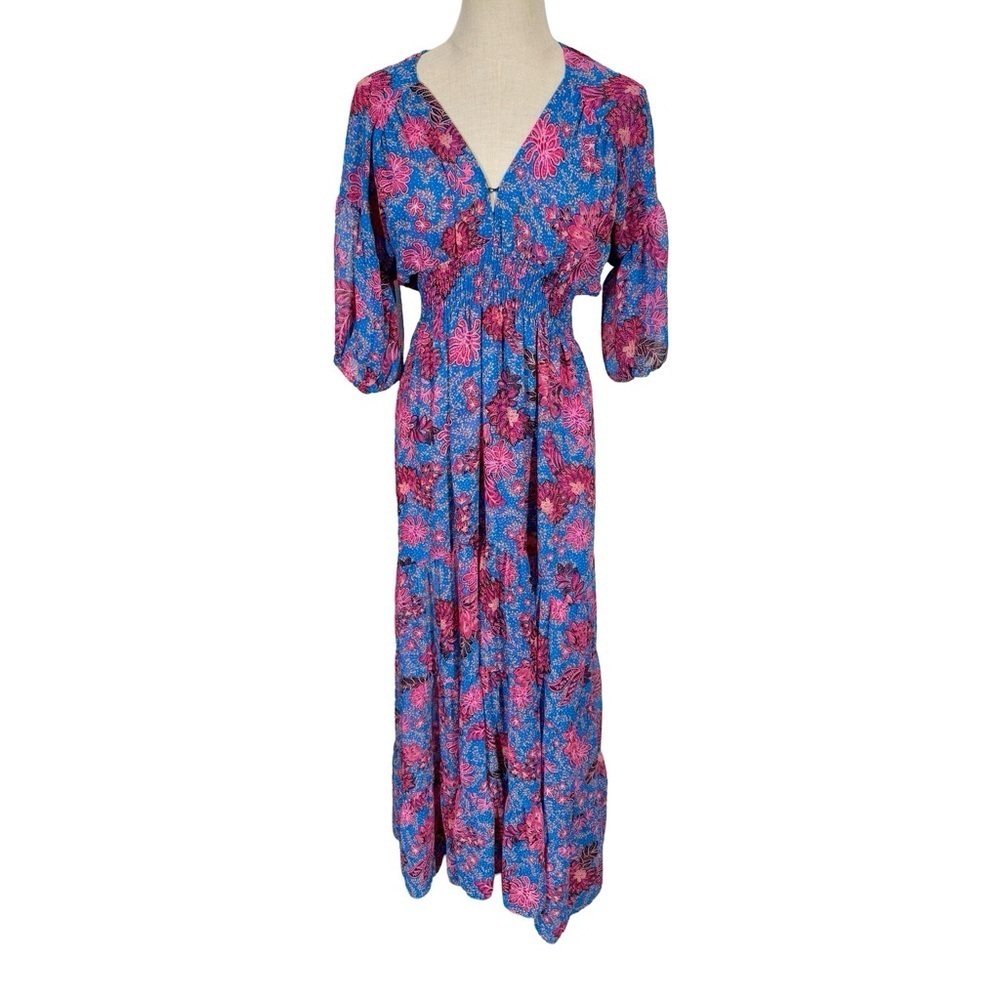 MISA Los Angeles Pippa Floral Tiered Maxi Dress Open Back in Night Blooms - Picture 7 of 16